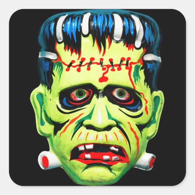 Adorables Green Monster Mask  Square Sticker (Front)