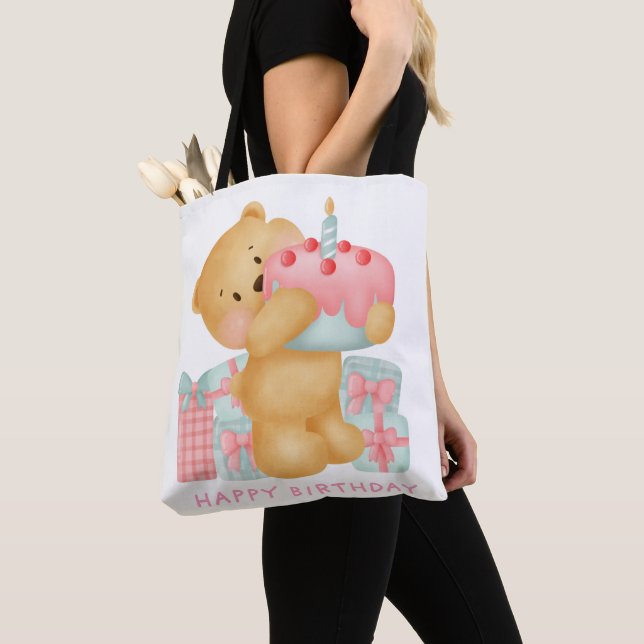 Adorables Happy Birthday Little Bear Tote Bag (Close Up)
