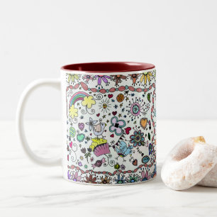 Adorables Happy Happy Joy Joy Doodles Two-Tone Coffee Mug
