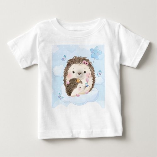 Adorables Hedgehog Mother And Baby  T_Shirt