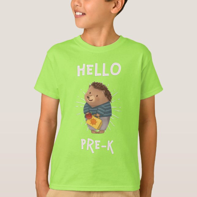Adorables Kids Hello Pre-K Hedgehog T-Shirt (Front)