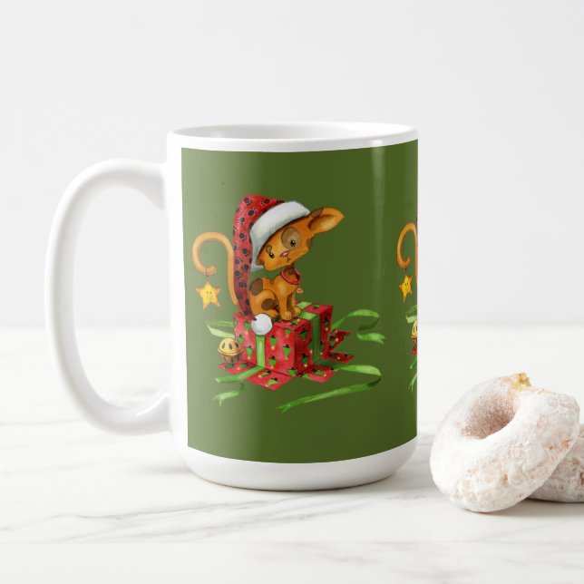 Adorables Little Cat With Presents Coffee Mug (With Donut)