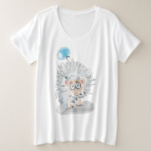 Adorables Little Hedgehog With A Blue Balloon Plus Size T-Shirt