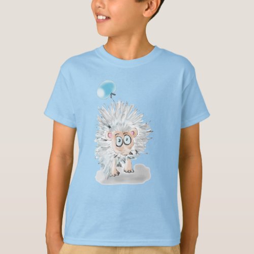 Adorables Little Hedgehog With Blue Balloon T_Shirt