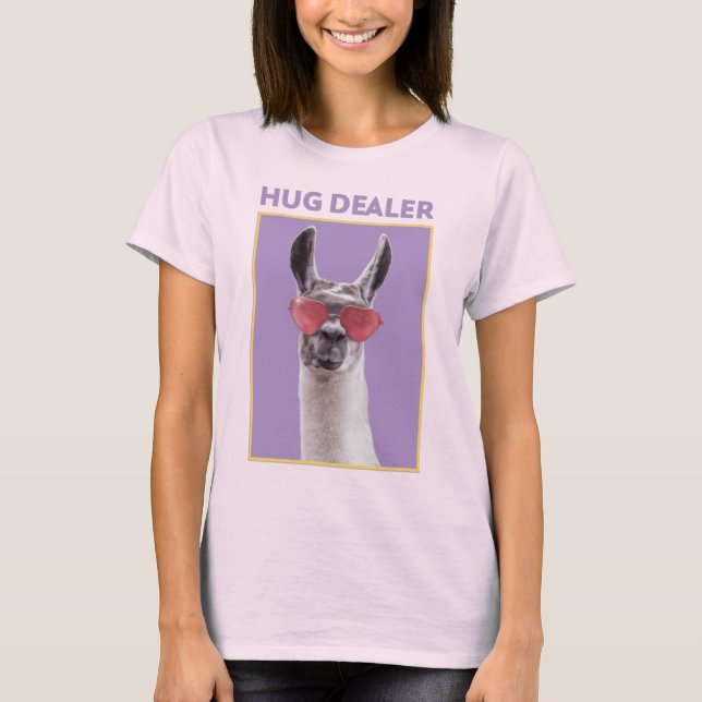 Adorables Llama Love Cute Hug Dealer T-Shirt (Front)