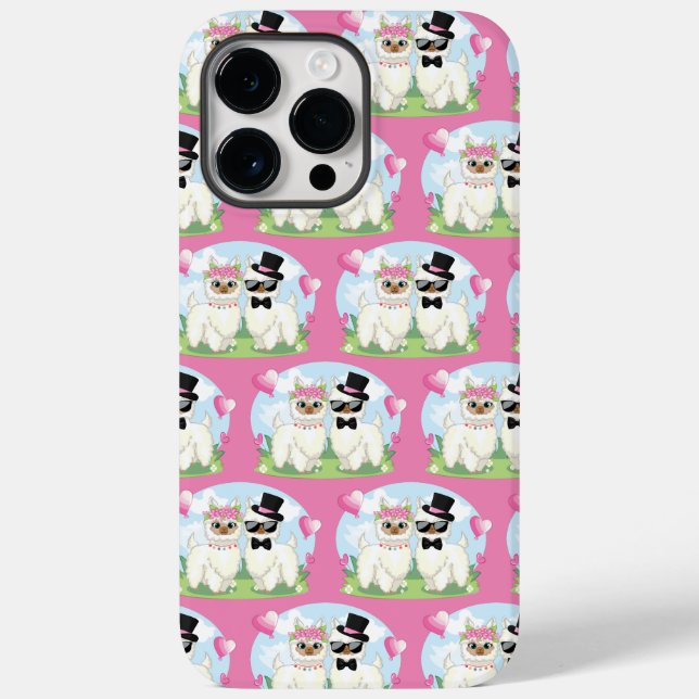 Adorables Llama Love Cute Llama Couple Pink   Case-Mate iPhone Case (Back)
