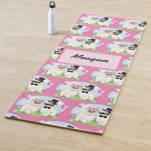 Adorables Llama Love Cute Llama Couple Pink Yoga Mat