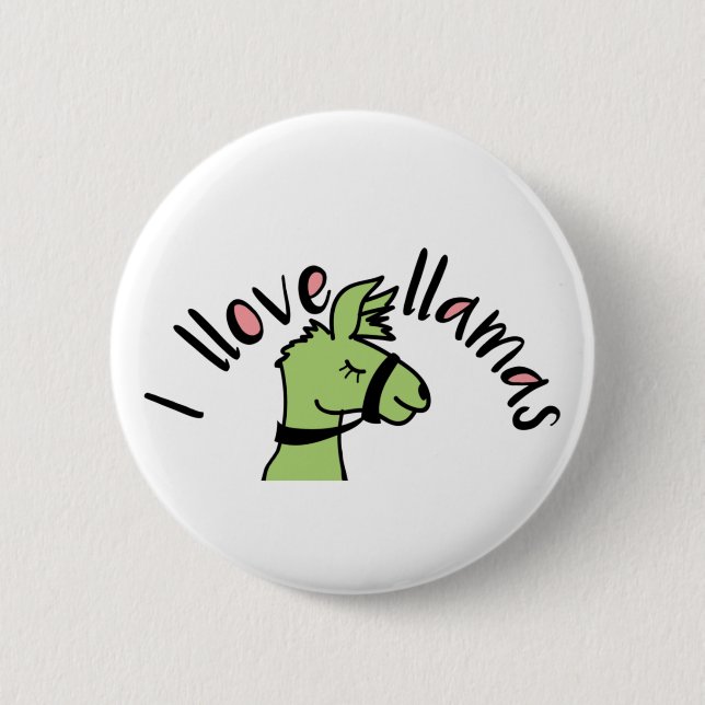 Adorables Llama Love I Llove Llamas Button (Front)