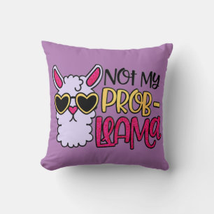 Adorables LLama Love Not My Probllama Purple Throw Pillow
