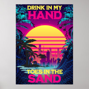 Adorables Synthwave/Vaporwave Retro 80s Tropical Poster