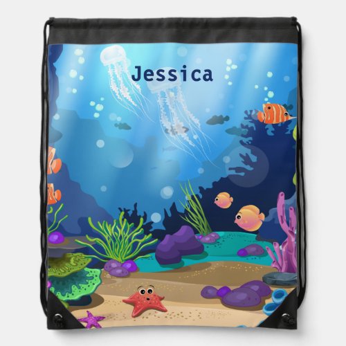 Adorables Underwater Fish And Coral Custom  Drawstring Bag