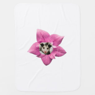 Adorably Cute Baby Smiling Baby Opossum Floral Blanket