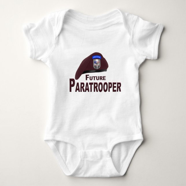 Adorably Cute Future Paratrooper Beret Baby Jumper Baby Bodysuit (Front)