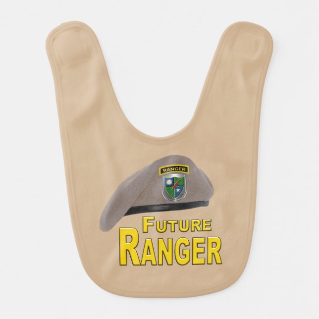 Adorably Cute Future Ranger Beret Baby Bib (Front)