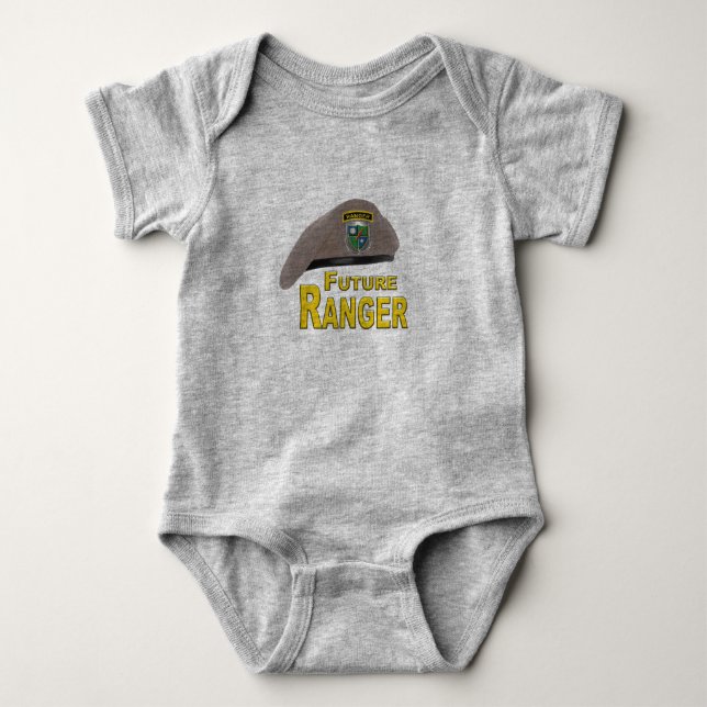Adorably Cute Future Ranger Beret Baby Bodysuit (Front)