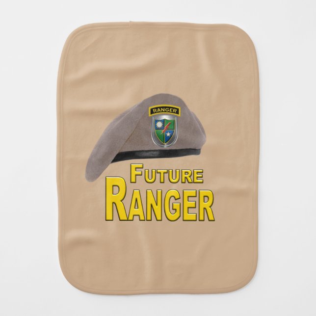 Adorably Cute Future Ranger Beret Baby Burp Cloth (Front)