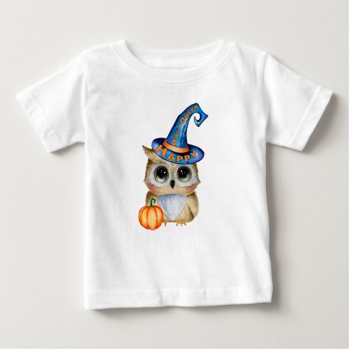 Adorably Cute Happy OwlOween Baby T_Shirt