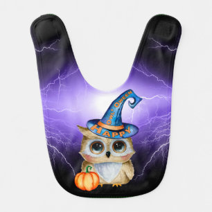 Adorably Cute Happy “Owl’Oween” Lightning Baby Bib