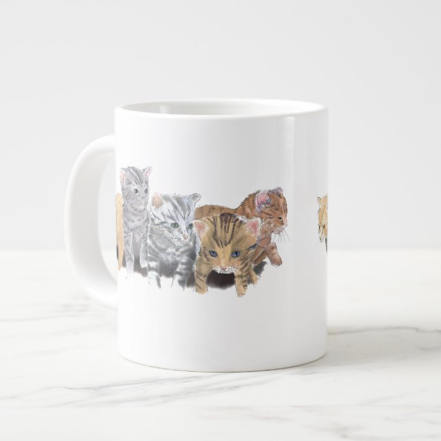 Adorably Cute Kittens Giant Coffee Mug (Front Left)