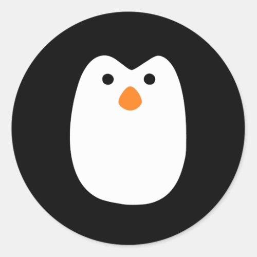 adorably cute penguin face classic round sticker