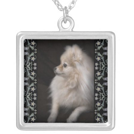 Adorably Cute Pomeranian Puppy Silver Plated Necklace