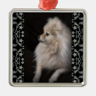 Adorably Cute Posing Pomeranian Puppy Metal Ornament