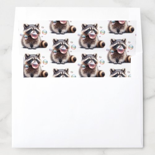 Adorably Cute Raccoons Blowing Bubbles Gum Party Envelope Liner
