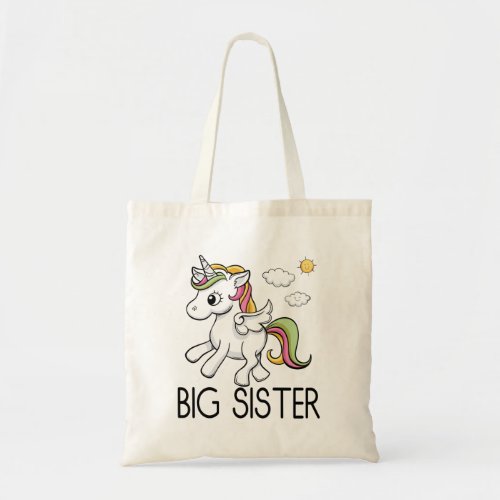 Adorably Cute Unicorn Big Sister Tote Bag