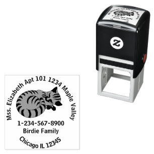 Adorably Gray Tabby Kitty Cat Return Address Self-inking Stamp