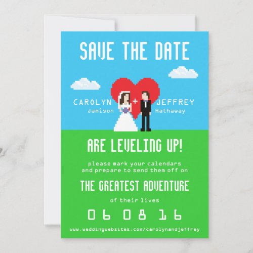 Adorably Nerdy 8_Bit Bride  Groom Save the Dates Save The Date