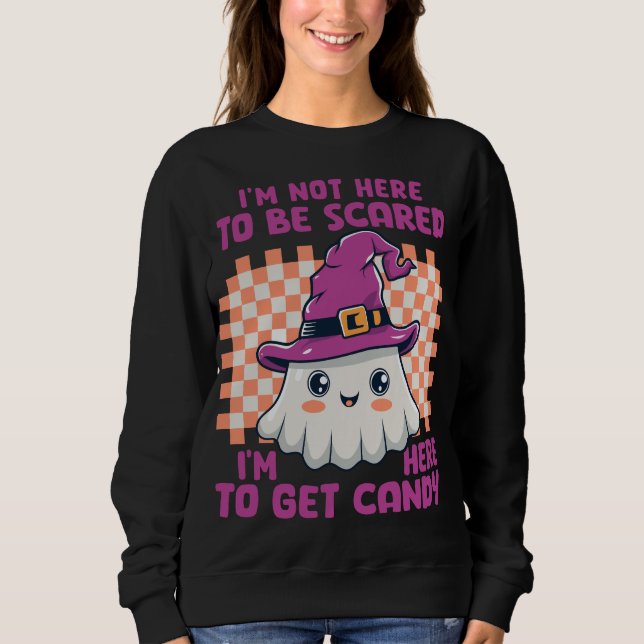 Adorably Scary Kawaii Ghost Witch Funny Halloween  Sweatshirt (Front)