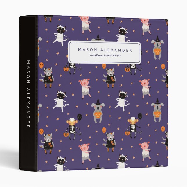Adorably Spooky Halloween 3-Ring Binder for kids (Front/Spine)