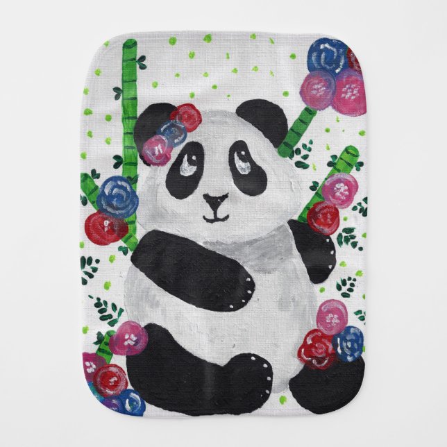 Adorably Sweet Panda Bear Baby Burp Cloth (Front)