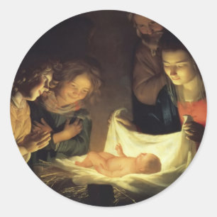 Adoration of Child Adorazion del Bambino Classic Round Sticker