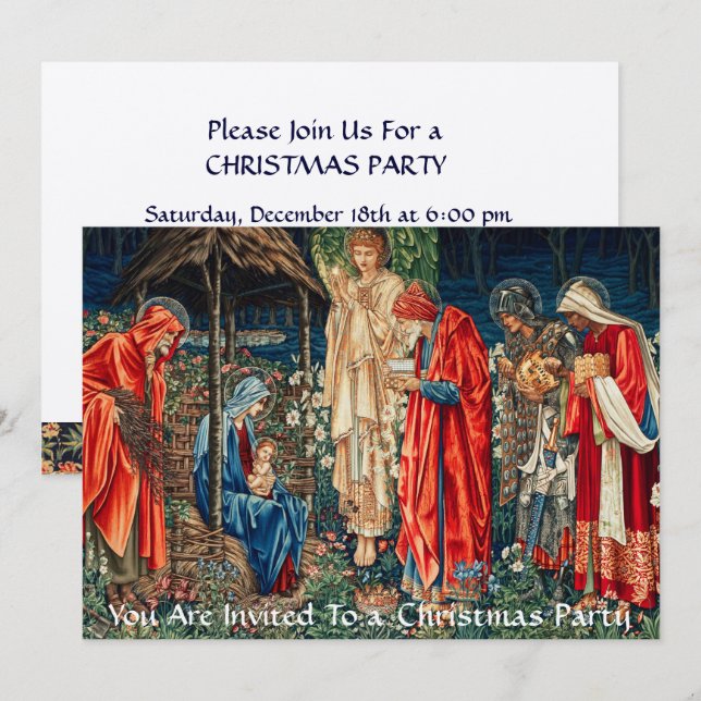 ADORATION OF MAGI ,Burne-Jones Christmas Party  Invitation (Front/Back)