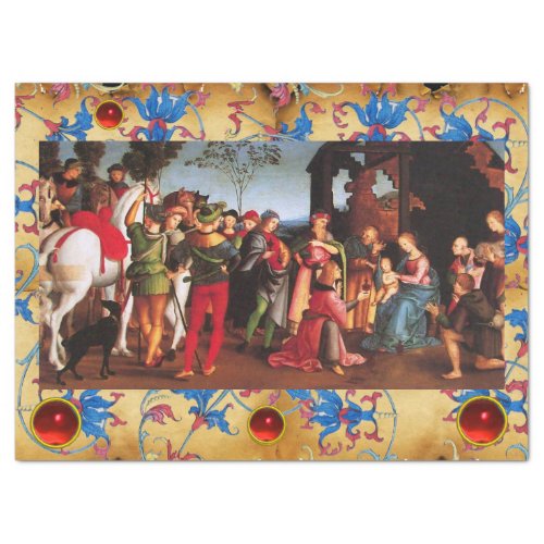 ADORATION OF MAGI CHRISTMAS FLORAL PARCHMENTGEMS TISSUE PAPER