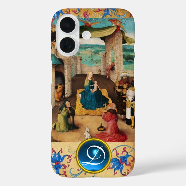ADORATION OF MAGI CHRISTMAS PARCHMENT GEM MONOGRAM Case-Mate iPhone CASE (Back)