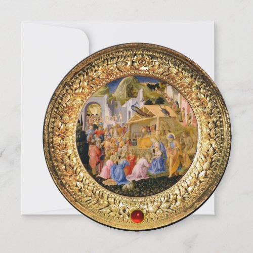 ADORATION OF MAGI Fra AngelicoGemstoneChristmas Invitation