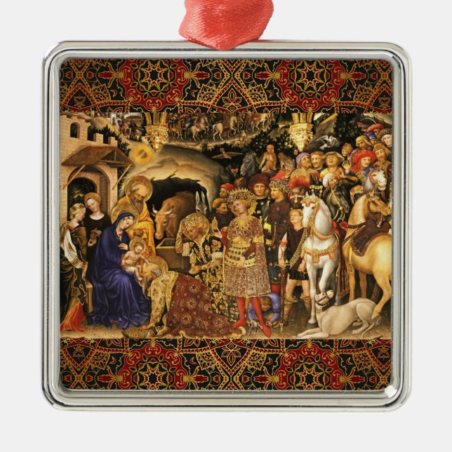 ADORATION OF MAGI  Gentile Da Fabriano, Christmas Metal Ornament (Front)