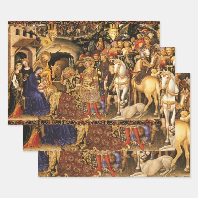 ADORATION OF MAGI  Gentile Da Fabriano, Christmas  Wrapping Paper Sheets (Set)