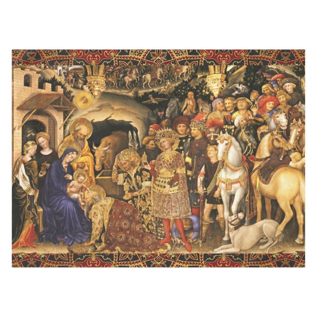 ADORATION OF MAGI  Gentile Da Fabriano, Nativity Tablecloth (Front (Horizontal))