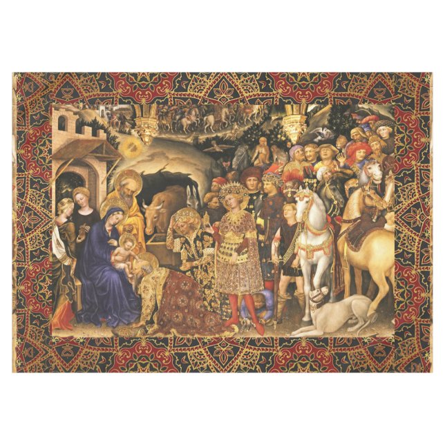 ADORATION OF MAGI  Gentile Da Fabriano, Nativity Tablecloth (Front (Horizontal))