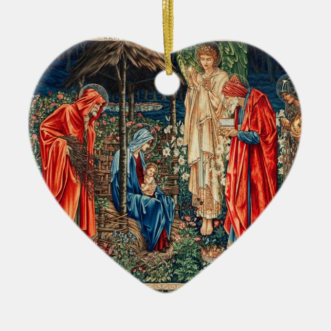 ADORATION OF MAGI Morris,Burne-Jones Christmas Ceramic Ornament (Front)