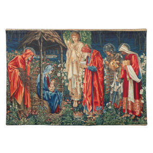 ADORATION OF MAGI Morris,Burne-Jones Christmas  Cloth Placemat