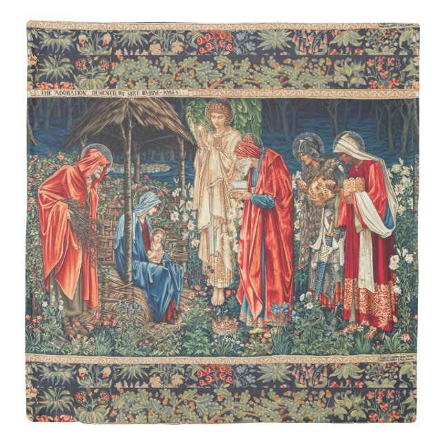 ADORATION OF MAGI Morris,Burne-Jones Christmas Duvet Cover (Front)