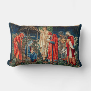 ADORATION OF MAGI Morris,Burne-Jones Christmas Lumbar Pillow