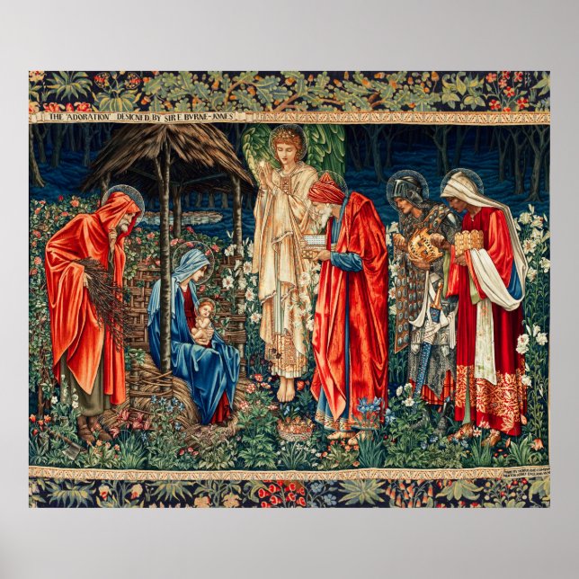 ADORATION OF MAGI Morris,Burne-Jones Christmas Poster (Front)