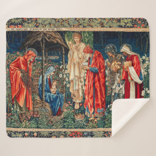 ADORATION OF MAGI Morris,Burne-Jones Christmas Sherpa Blanket