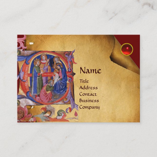 ADORATION OF MAGI NATIVITY CHRISTMAS PARCHMENT BUSINESS CARD (Front)