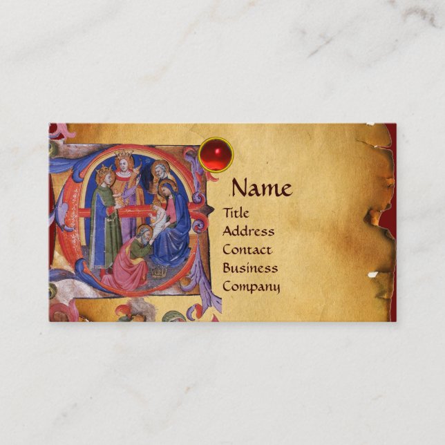 ADORATION OF MAGI NATIVITY CHRISTMAS PARCHMENT BUSINESS CARD (Front)